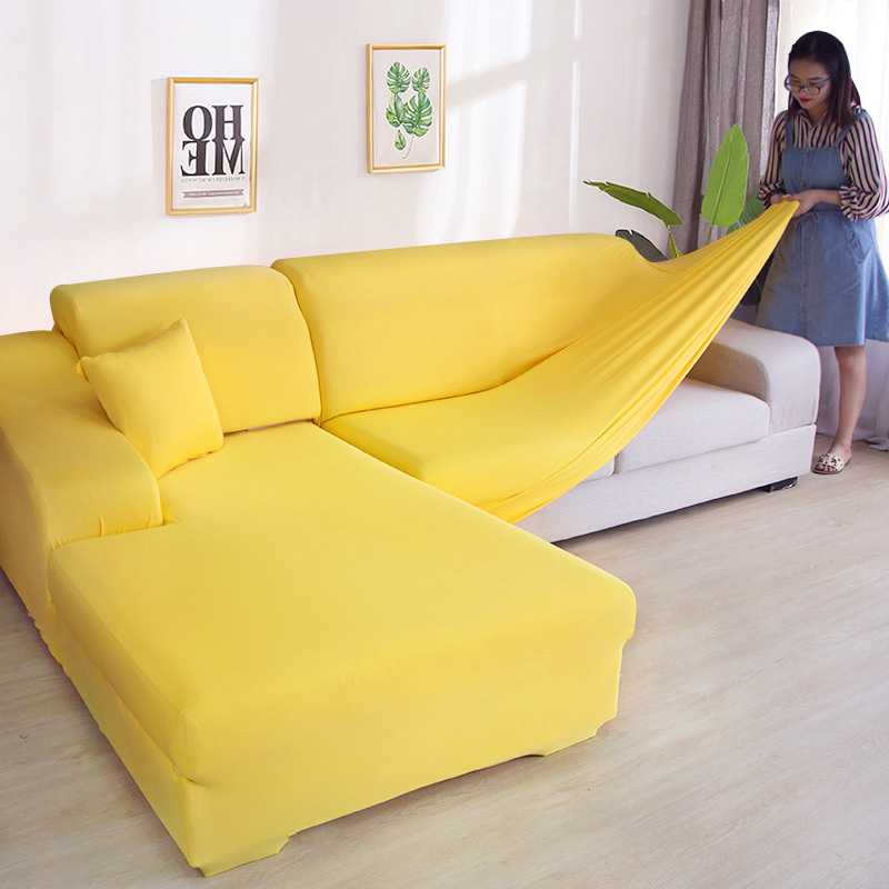 Solid Color Sofa Covers Elastic Sectional Couch Cover L Shaped Sofa Case Armchair Chaise Lounge Case For Living Room