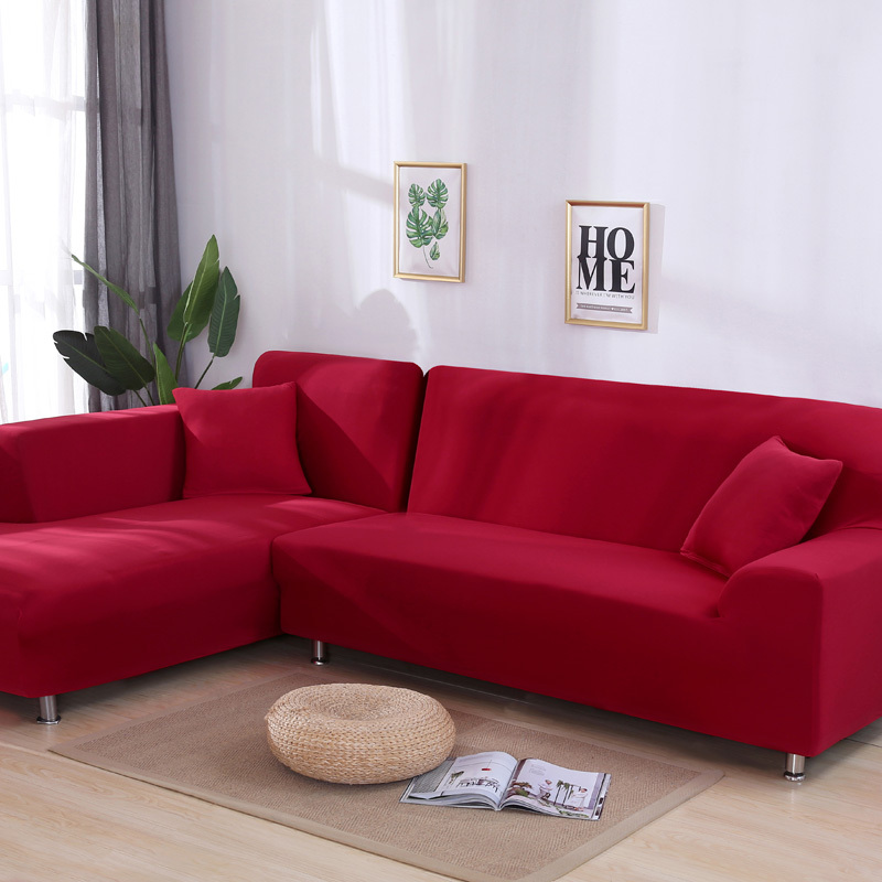 Solid Color Sofa Covers Elastic Sectional Couch Cover L Shaped Sofa Case Armchair Chaise Lounge Case For Living Room