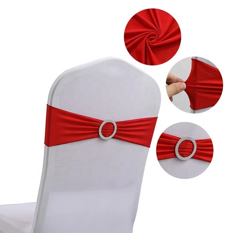 Hot Sale Great Elastic Royal Blue Chair Bands Banquet Party Home Wedding Chair Cover Sashes with Buckle