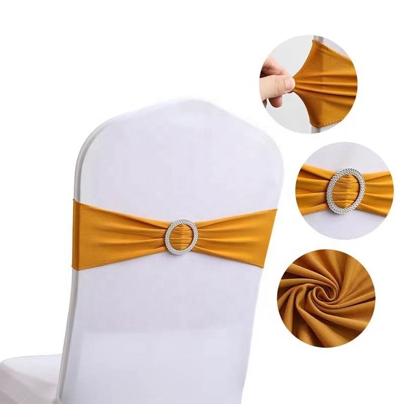 Hot Sale Great Elastic Royal Blue Chair Bands Banquet Party Home Wedding Chair Cover Sashes with Buckle