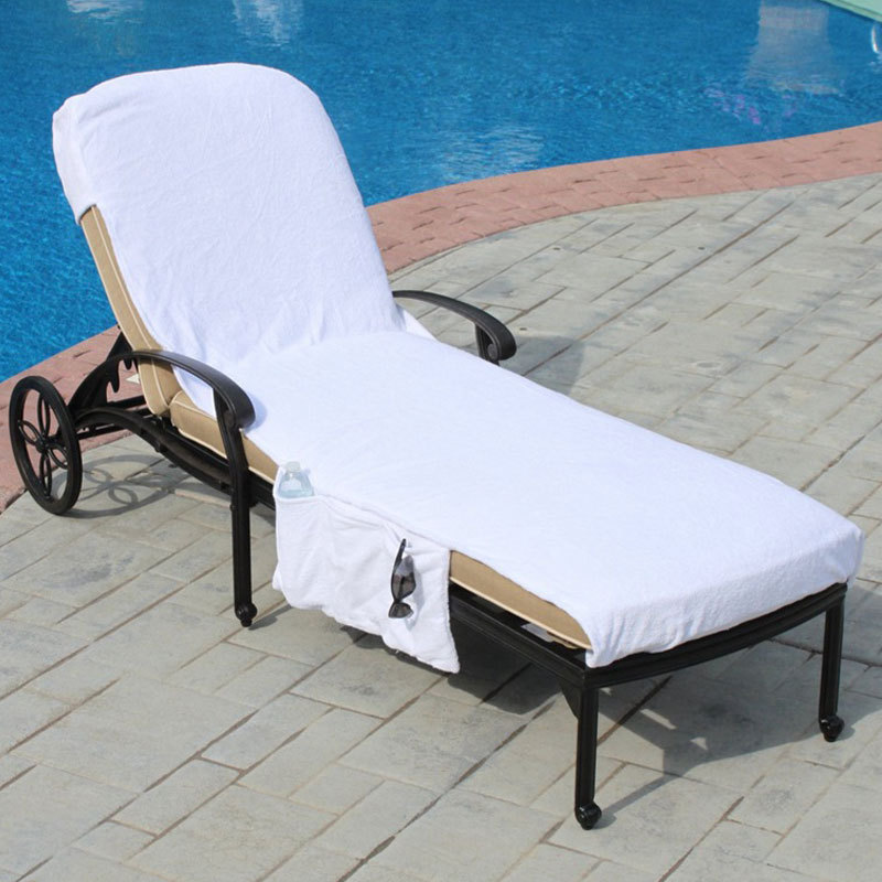 New Arrival 100% cotton Beach chair cover towel Custom  beach towel With pocket lounge chair daybed seat cushion covers