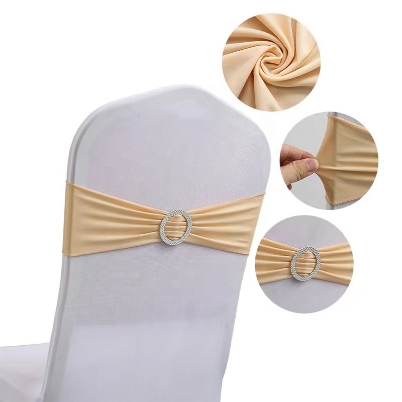 Hot Sale Great Elastic Royal Blue Chair Bands Banquet Party Home Wedding Chair Cover Sashes with Buckle