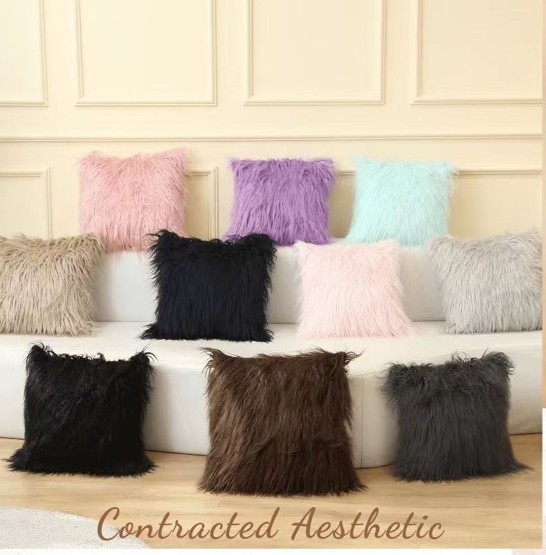 Luxury Plush Faux Fur Cushion Cover Wholesale Long Pile Faux Sheepskin Fur Cushion pillow case