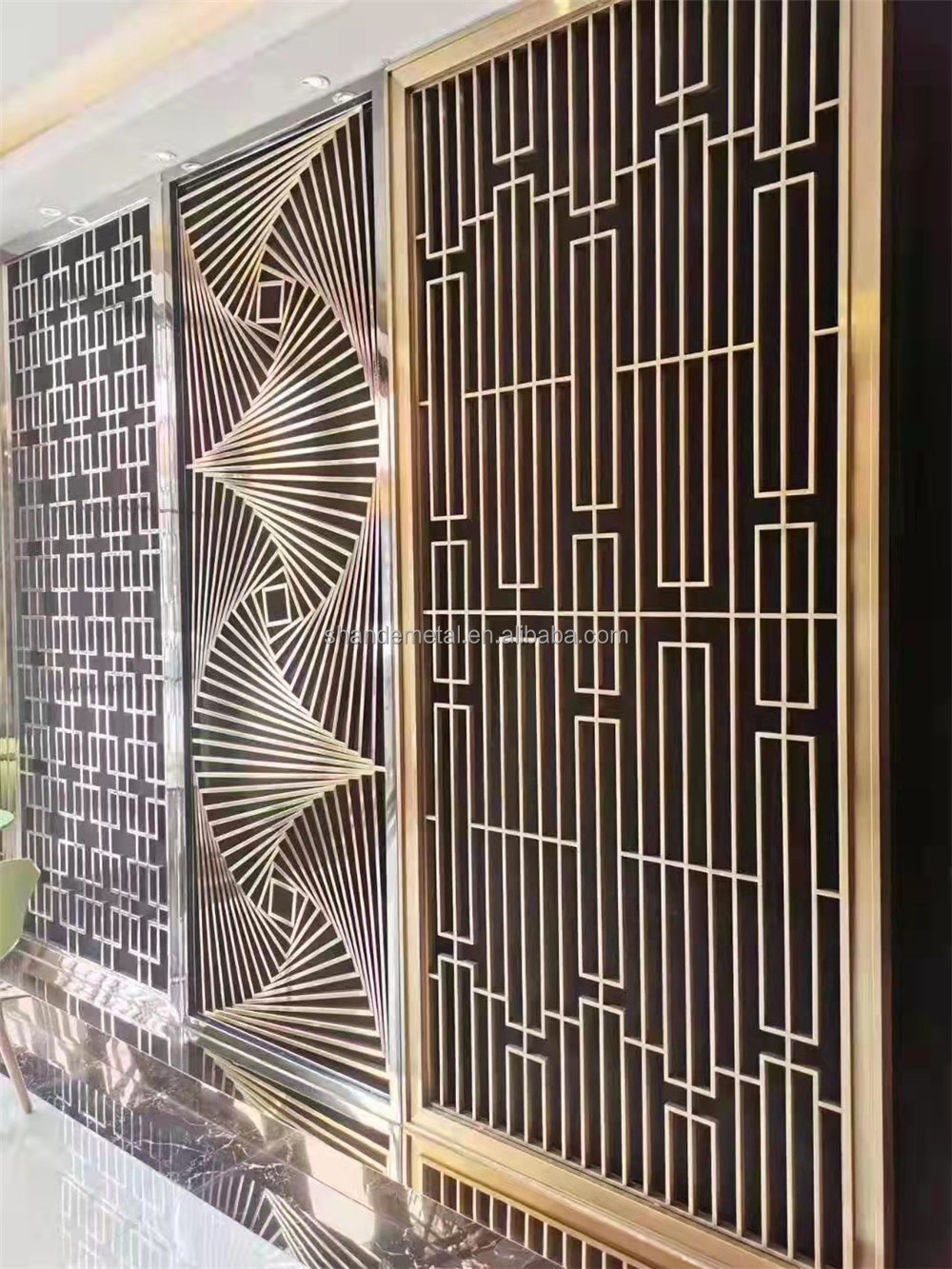 Custom Printing Metal Partition Wall Panel Screens Room Wall Dividers Floor To Ceiling Mashrabyia Screen