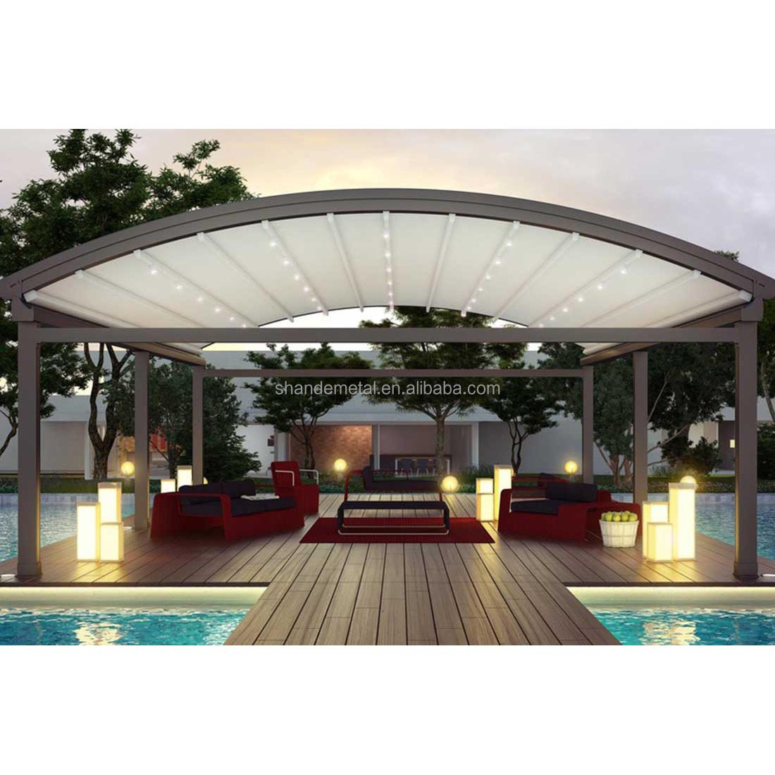 Custom Aluminium Outdoor Patio Roof Cover Electric Retractable Garden Roof Pergola