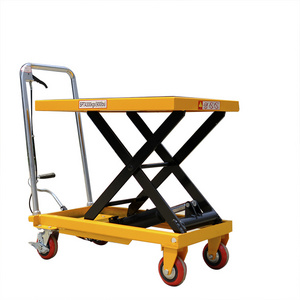 Hydraulic vertical lift small trolley scissors 300kg motorcycle table lifter with roller