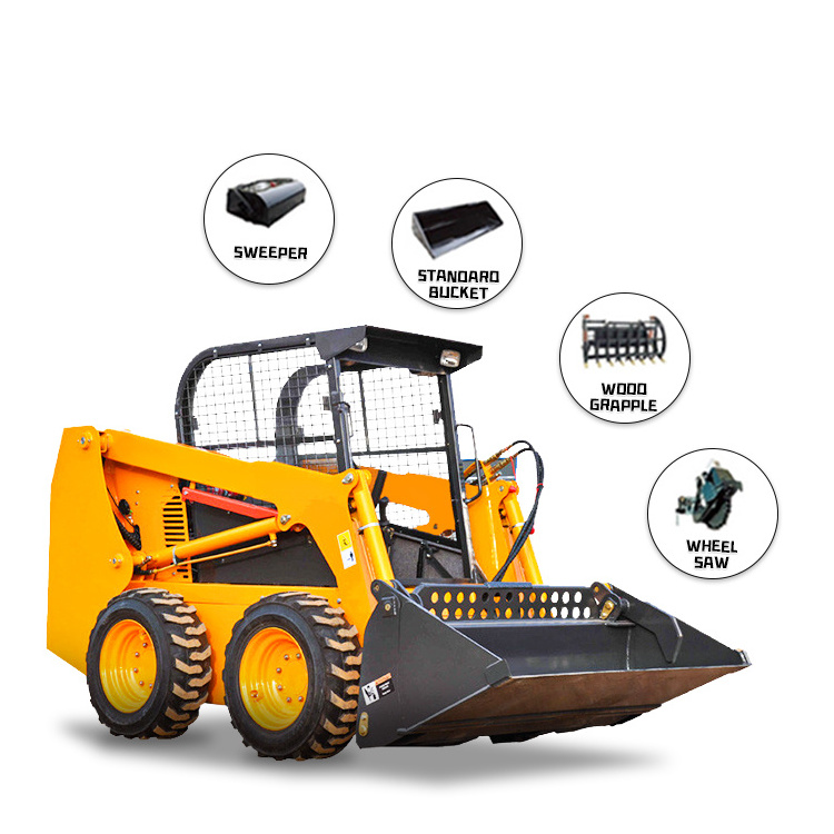 Hydraulic Excavator Used 800kg Front End Loader Mini Crawler Tracked Wheel Skid Steer Loader With Attachments Mulcher/Bucket