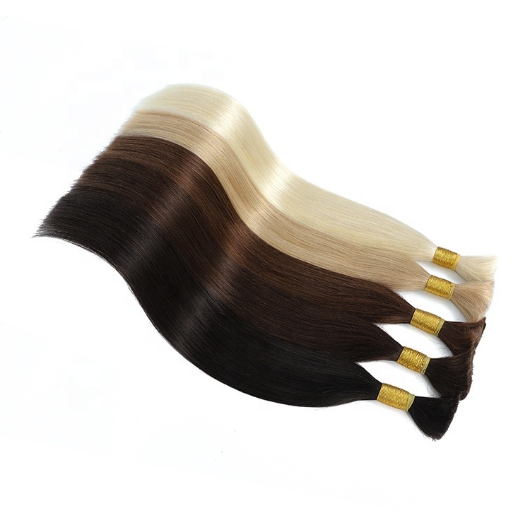 Factory wholesale 100% Raw Human Hair Extensions Natural Black Color Brazilian blonde Double Drawn Hair Bulk