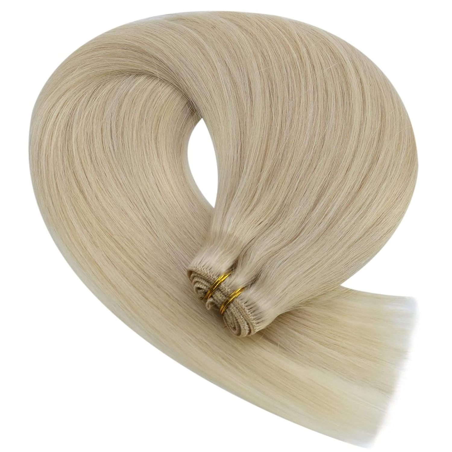 100% Natural Human Hair Double Drawn Straight 60 Platinum Color Sewing Machine Hair Weft