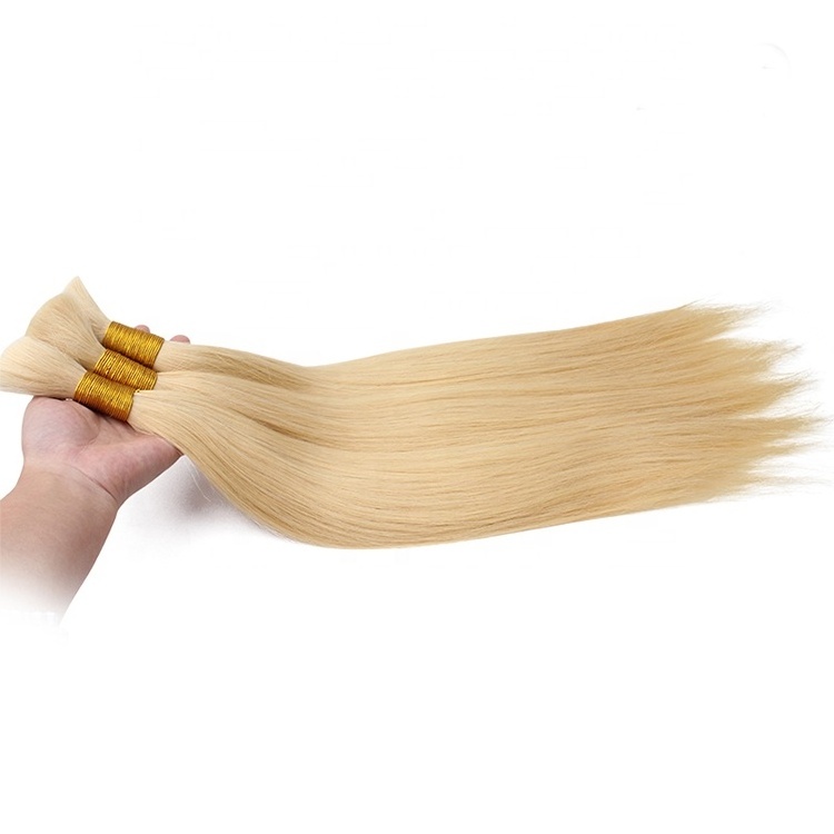 Factory wholesale 100% Raw Human Hair Extensions Natural Black Color Brazilian blonde Double Drawn Hair Bulk