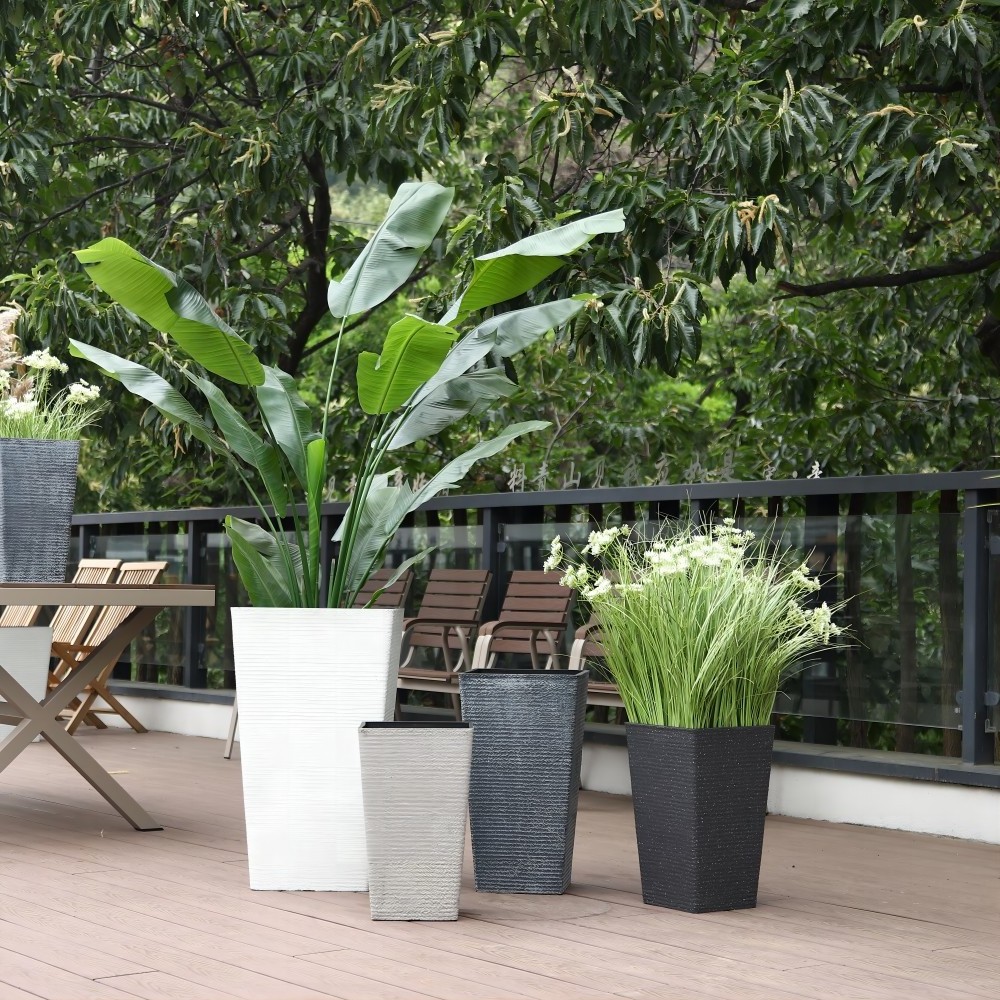 New Design Hot Trends Outdoor Garden Plastic Flower Pots Tall Square Planter Pots Large Planters