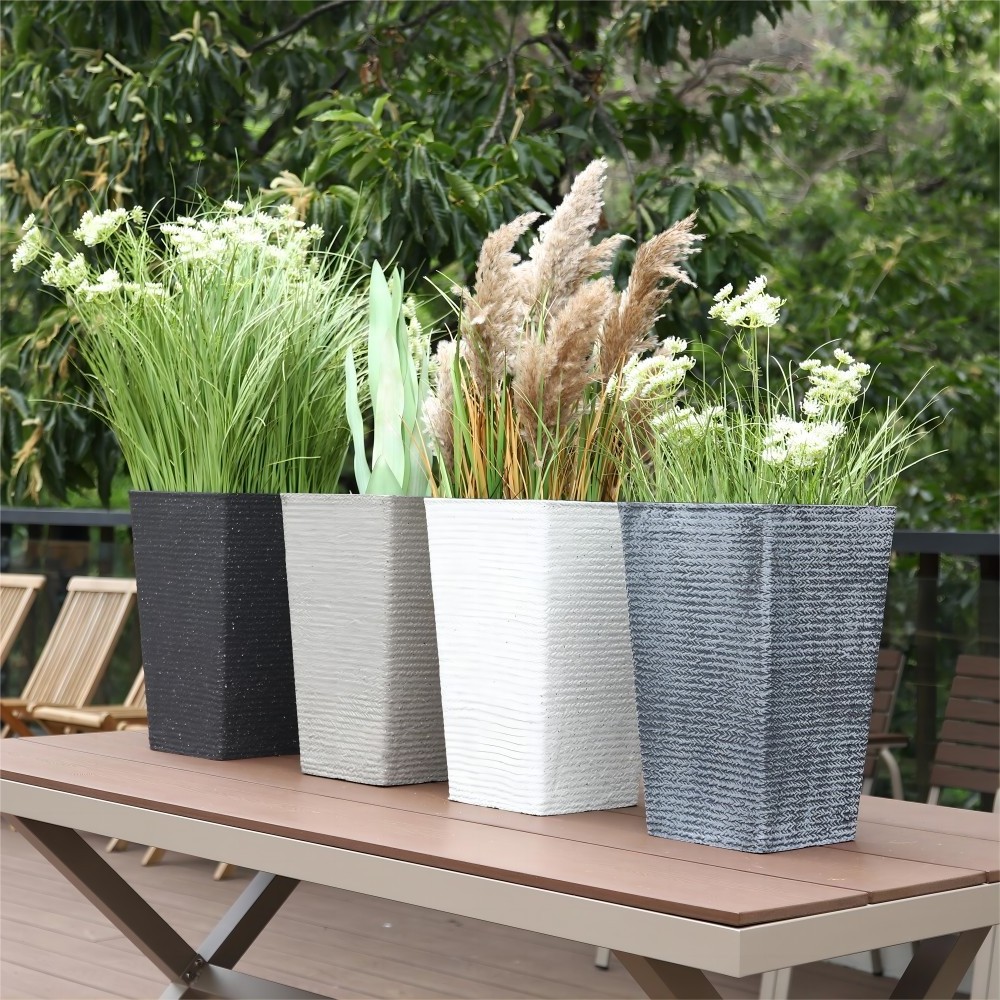 New Design Hot Trends Outdoor Garden Plastic Flower Pots Tall Square Planter Pots Large Planters