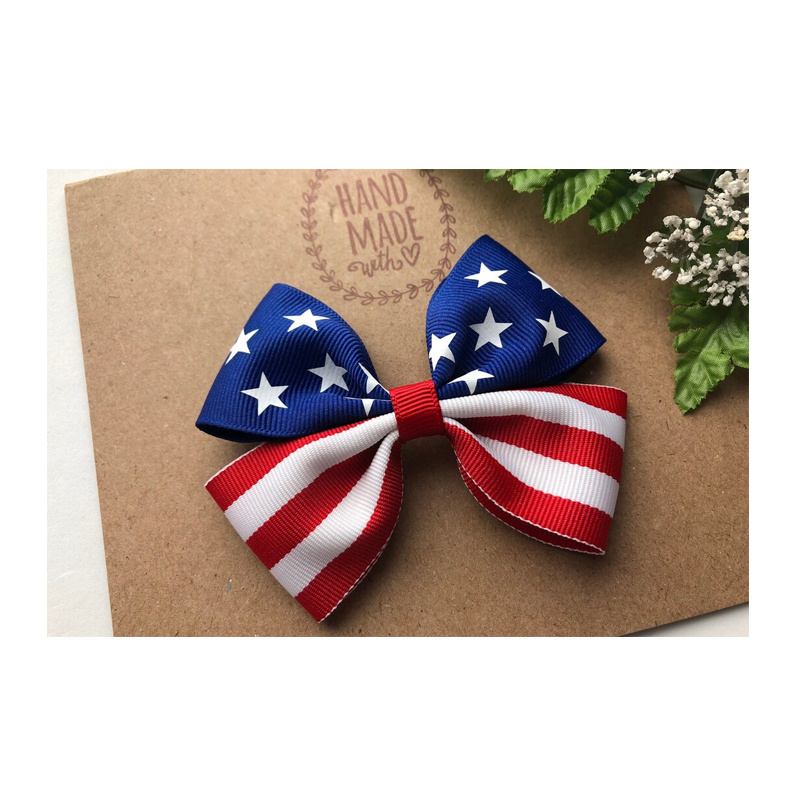 2023 Stars and Stripes Hair Bow for the 4th of July American Flag Inspired Hair Bow Clip for Girls Red White and Royal Blue