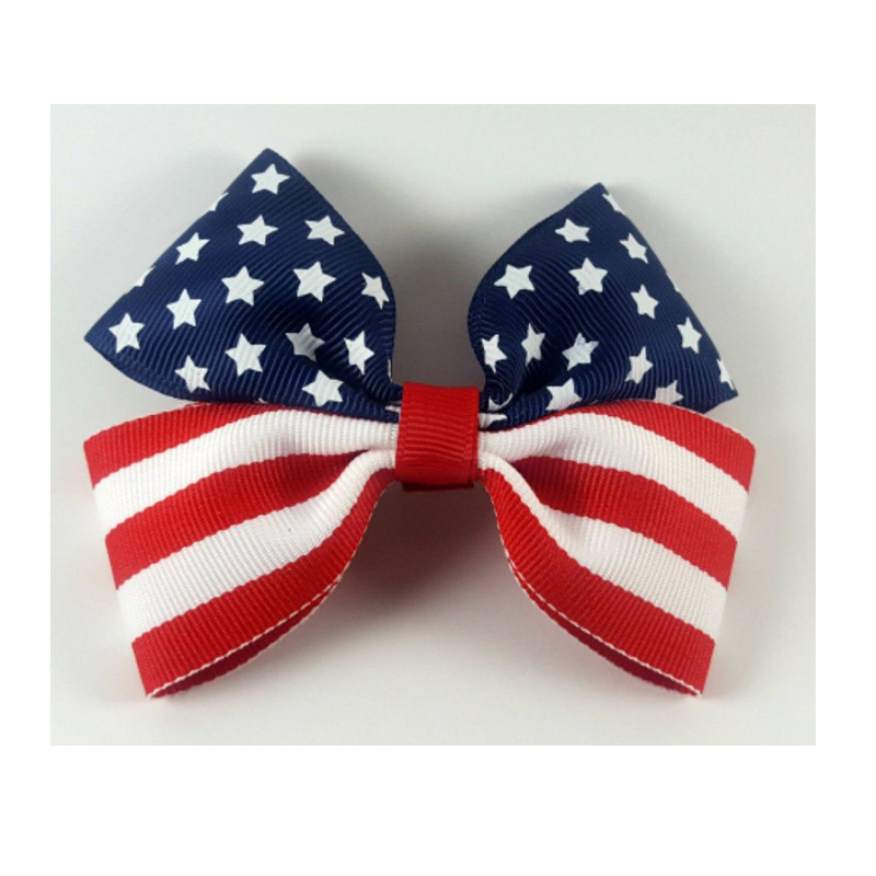 2023 Stars and Stripes Hair Bow for the 4th of July American Flag Inspired Hair Bow Clip for Girls Red White and Royal Blue