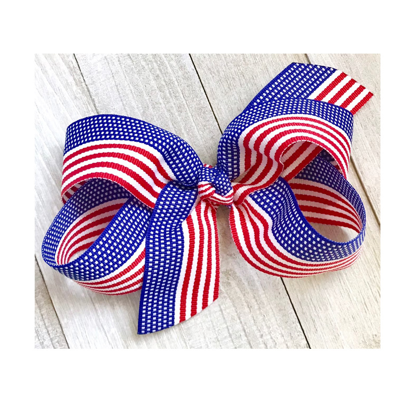 2023 Stars and Stripes Hair Bow for the 4th of July American Flag Inspired Hair Bow Clip for Girls Red White and Royal Blue