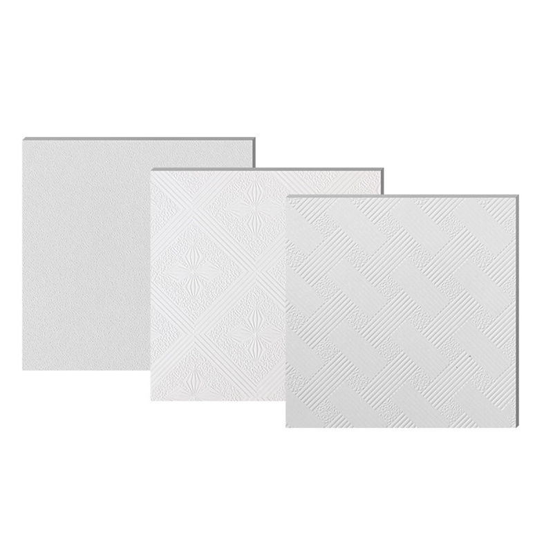 China Supplier White Color Vinyl Coated Pvc Laminated Gypsum Ceiling  Tiles