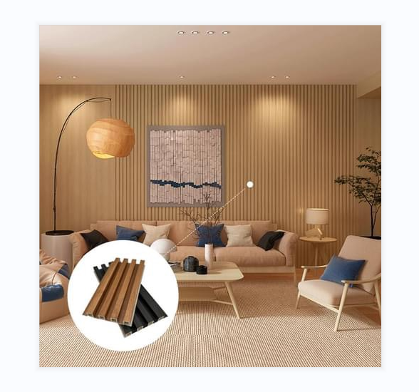 FULIN DECOR Apartment Wall Decorative Slotted Wood Mdf Polyester Pet Slatted Wooden Wall Acoustic Panels