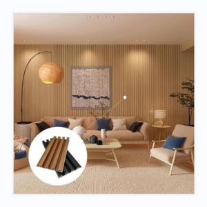 FULIN DECOR Apartment Wall Decorative Slotted Wood Mdf Polyester Pet Slatted Wooden Wall Acoustic Panels