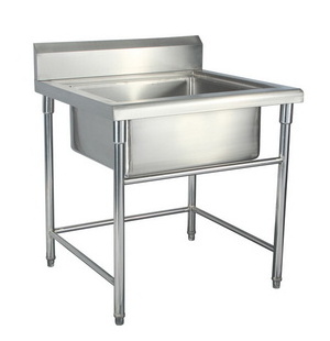 Commercial Manufacture Stainless Steel Free Standing Single Bowl Sink for Restaurant