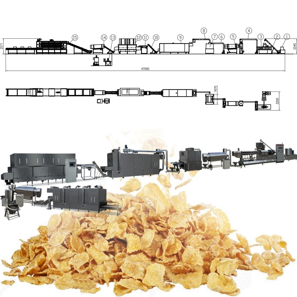 Industrial corn flakes processing machine puffed corn flakes production machine line