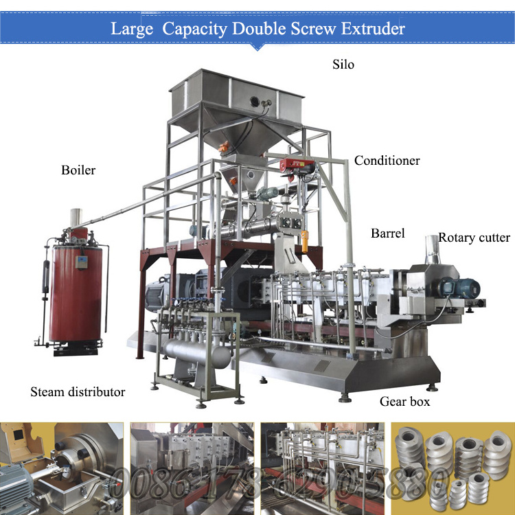 Double Screw Extrusion Pet Food Machine Large Capacity Dog Food Full Production Line