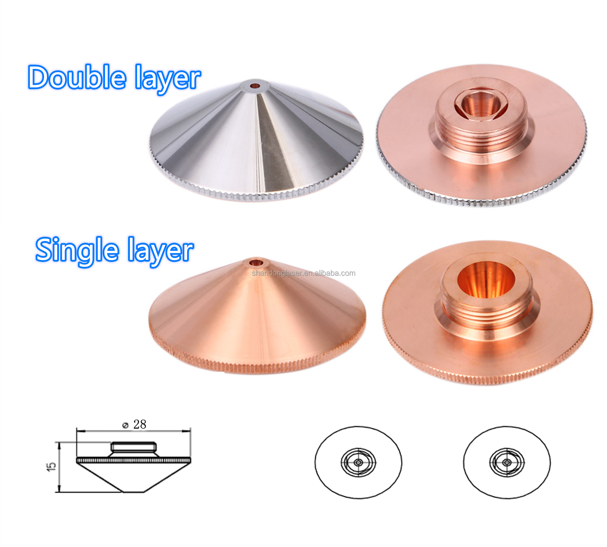 LaserAE fiber laser cutting head copper laser nozzle for laser head