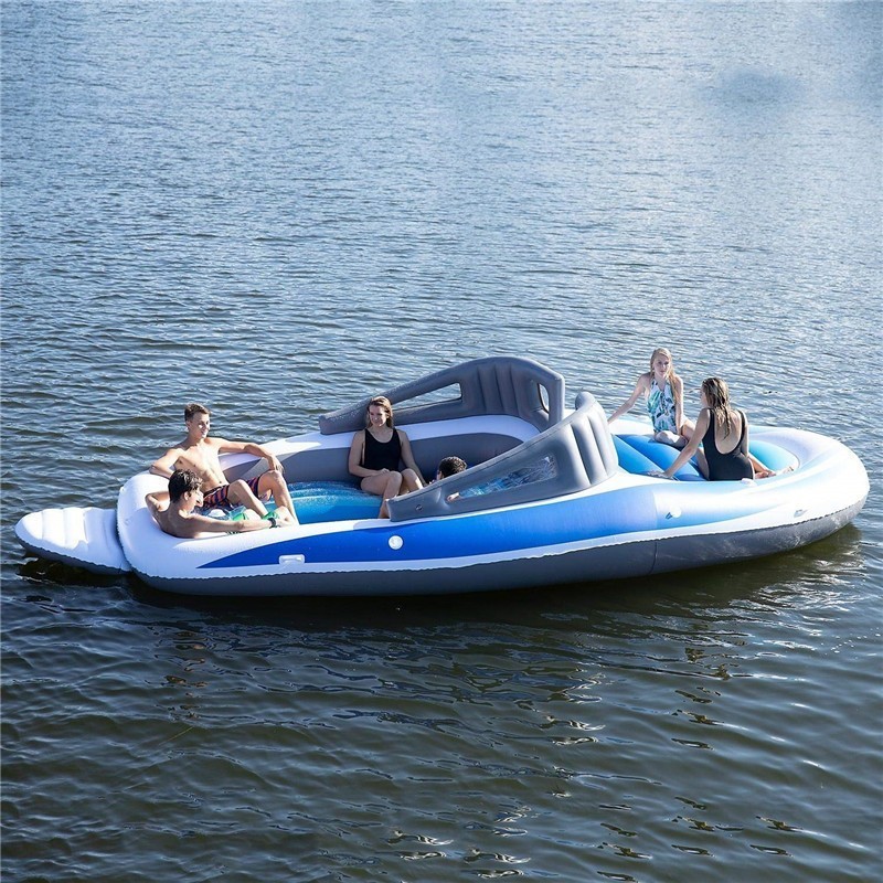 Manufacturers Inflatable PVC 6 People Island Floating Beds Boat Vaults Inflatable Water Floating Beds Multiple Floating Rows