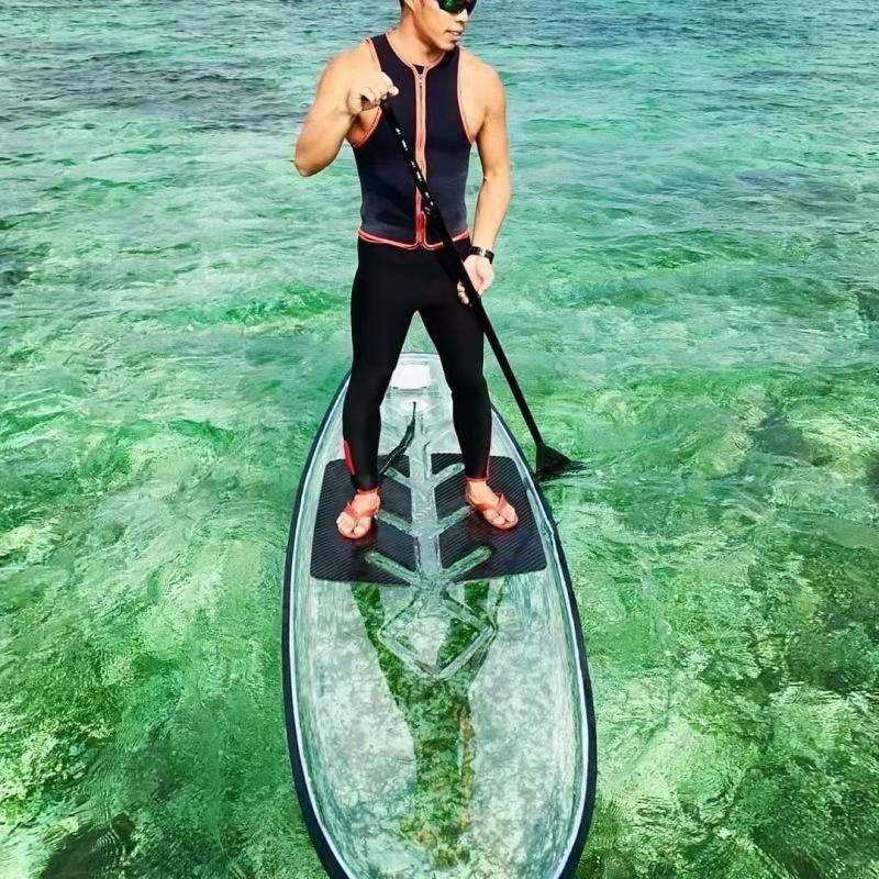 2023 New Design Fashion Beach Vacation Transparent Kayak Clear Stand Up Surfboard