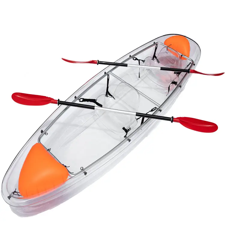 2023 Hot Selling Cheapest Transparent Clear Glass Bottom Crystal Kayak 2 Person Canoe Kayak For Boating