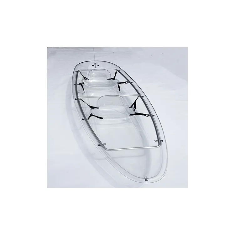 2023 Hot Selling Cheapest Transparent Clear Glass Bottom Crystal Kayak 2 Person Canoe Kayak For Boating