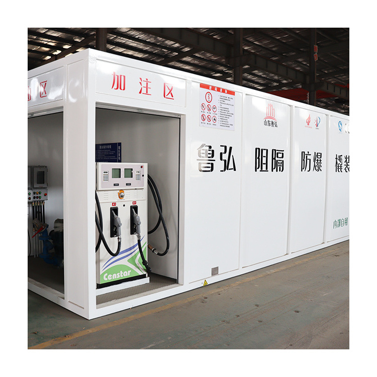 Prefabricate Container Gas Diesel Gasoline Fuel Filling Skid Station Refuel Tank Station