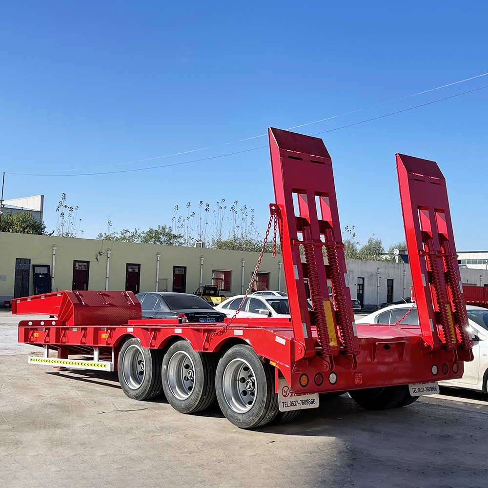 12 Wheelers container chassis Loader Lowbed Truck  Low Bed Trailer low platform Semi-Trailer