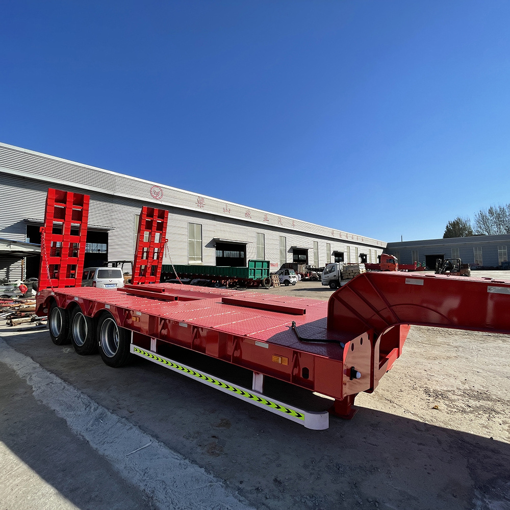 12 Wheelers container chassis Loader Lowbed Truck  Low Bed Trailer low platform Semi-Trailer