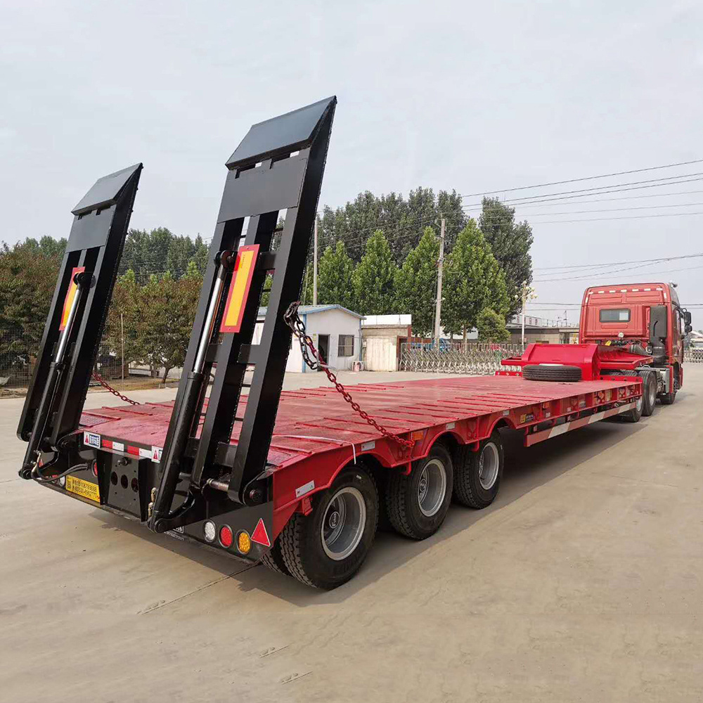 4 Pairs And 2 Singles Straight Plate Type Gooseneck 40ft Flat Bed Low Bed Lowboy Semi-Trailer