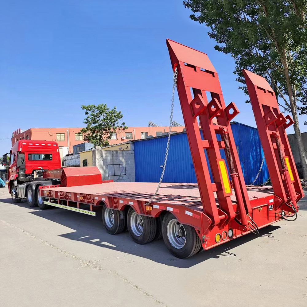 4 Pairs And 2 Singles Straight Plate Type Gooseneck 40ft Flat Bed Low Bed Lowboy Semi-Trailer