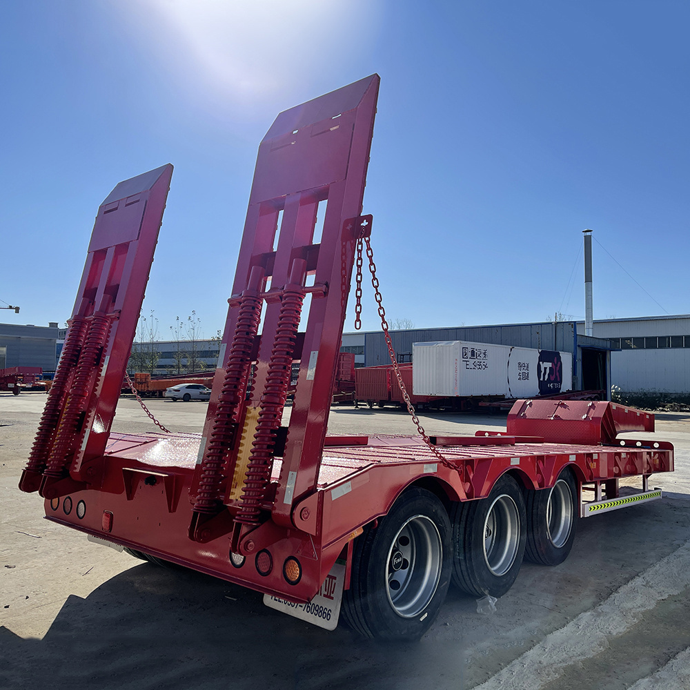 12 Wheelers container chassis Loader Lowbed Truck  Low Bed Trailer low platform Semi-Trailer