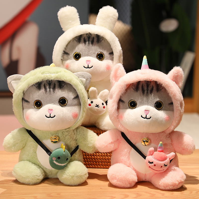 Mengai Cute Hat Transform Cat Doll Plush Toy Backpack Creative Kitten Children's Companion Doll In Stock Now