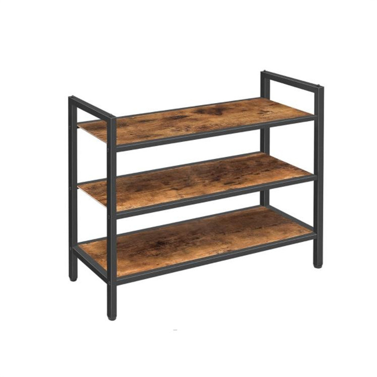 3-Tier Stackable Shoe Shelf Freestanding Industrial Shoe Storage Organizer with 3 Shelves Easy Assembly Shoe Rack