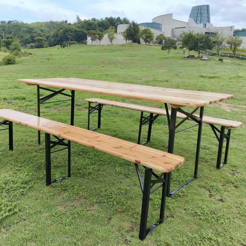 Wooden Folding Beer Table and Benches Foldable Beer Table Bench Set