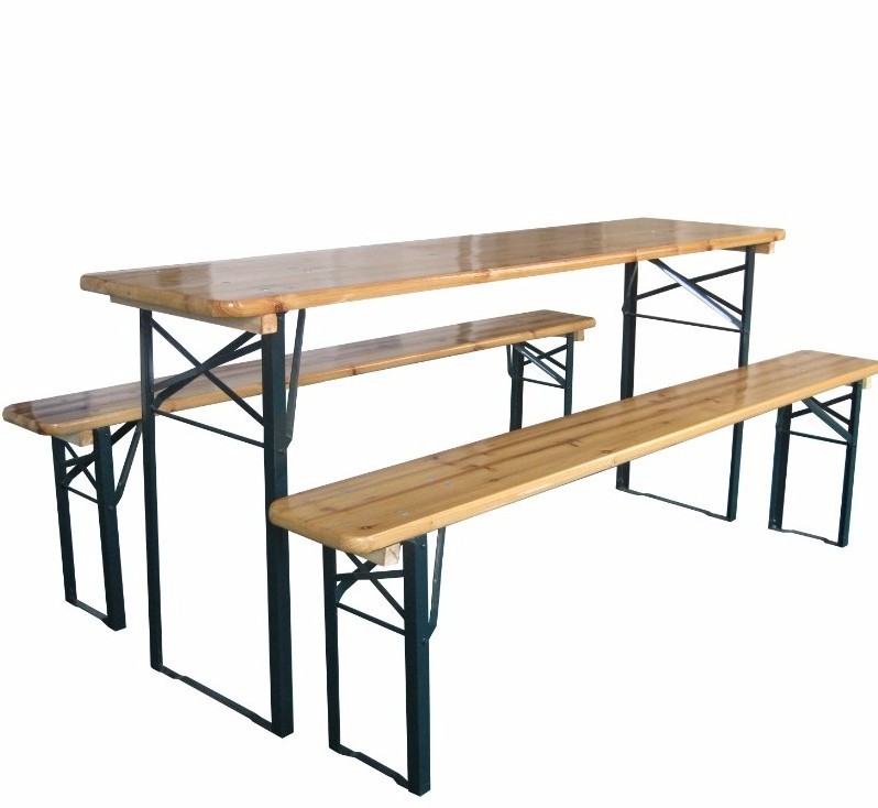 Wooden Folding Beer Table and Benches Foldable Beer Table Bench Set