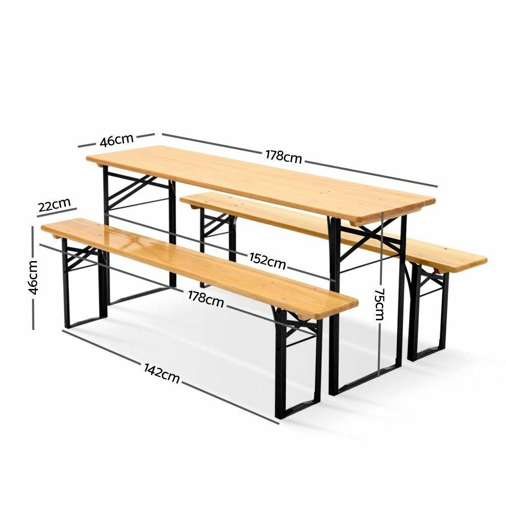 High Quality Outdoor Furniture Solid Patio Foldable Wooden Luxury Beer Table Benches Beer Garden Set