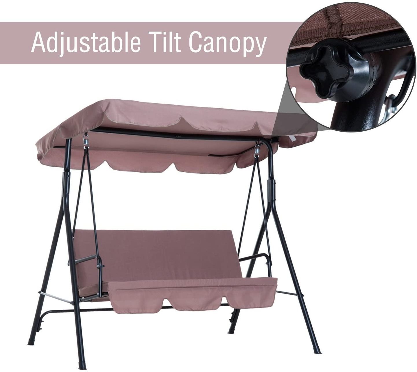 3-Person Outdoor Patio Canopy Swing Chair