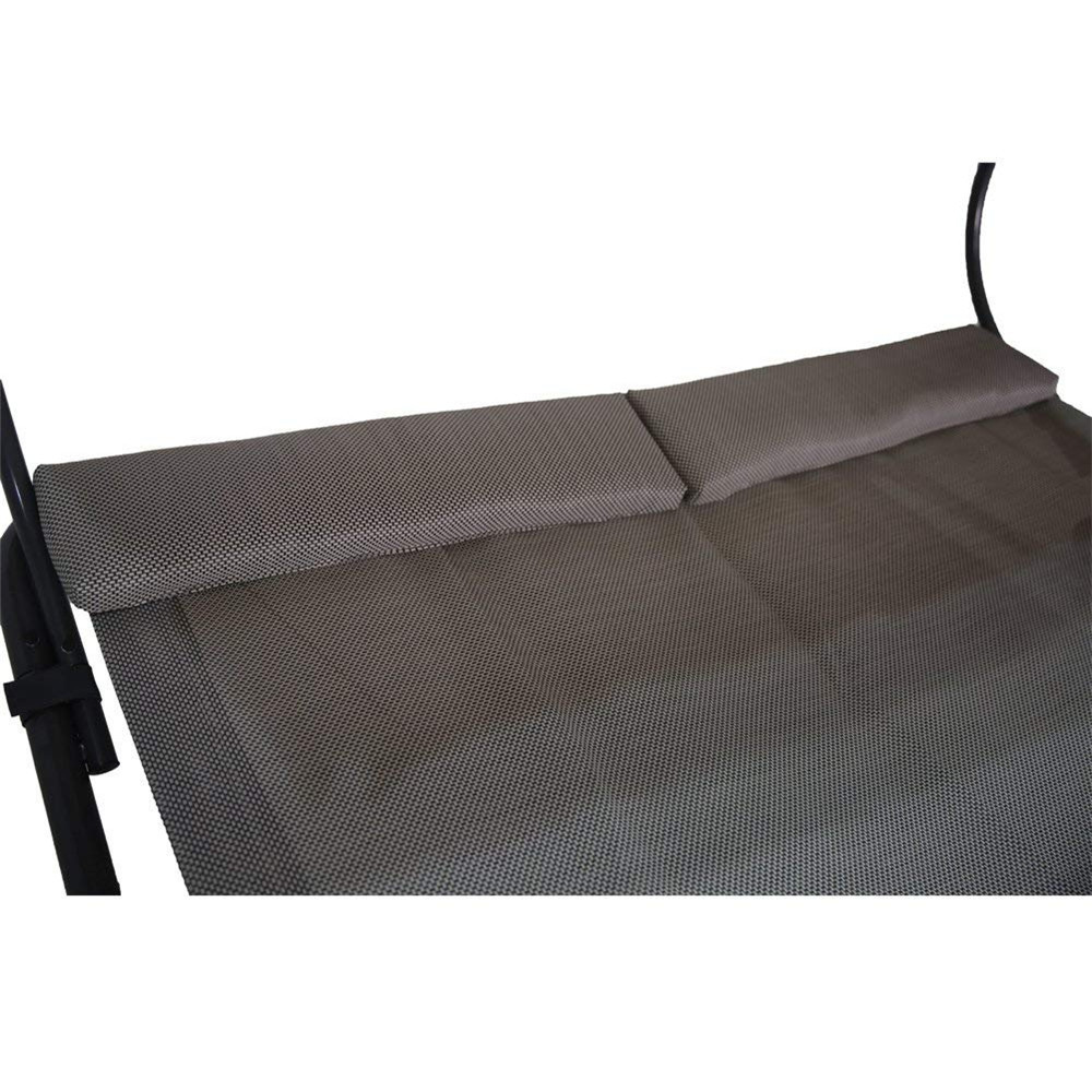 Patio Outdoor Portable Double Chaise Lounge Hammock Bed with Sun Shade and Wheels