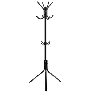 Standing Entryway Coat Rack Coat Tree Hat Hanger Holder 11 Hooks for Jacket Umbrella Tree Stand with Base Metal (Black)