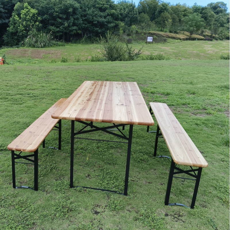 Wooden Folding Beer Table and Benches Foldable Beer Table Bench Set