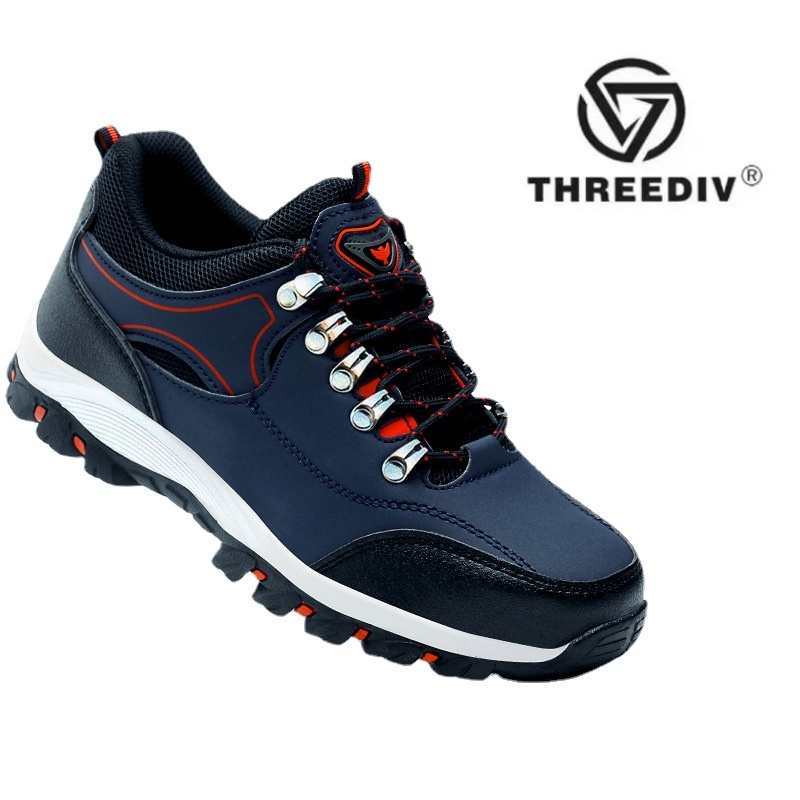 THREEDIV Men Boots Breathable Steel Toe Work Safety Shoes Outdoor Casual Sneaker Autumn Construction Shoes Work Plus Size