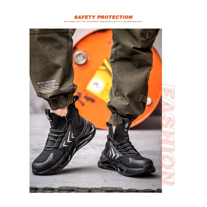 THREEDIV Men's Sports Comfortable And Practical Wear-resistant Safety Anti Slip Work Boots