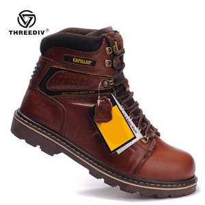 THREEDIV 2024 factory price American big size 14 brown black Steel Toe Men Industrial Working Hiking Safety Boots