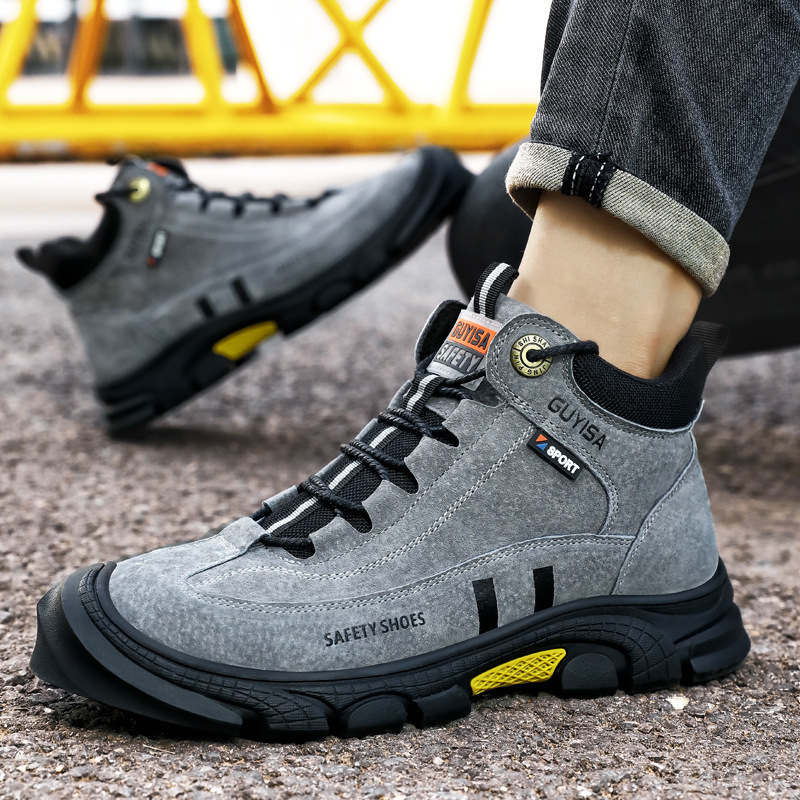 THREEDIV 2024 high cut casual industrial safety shoes non-slip rubber sole anti-stab anti-steel toe work boot