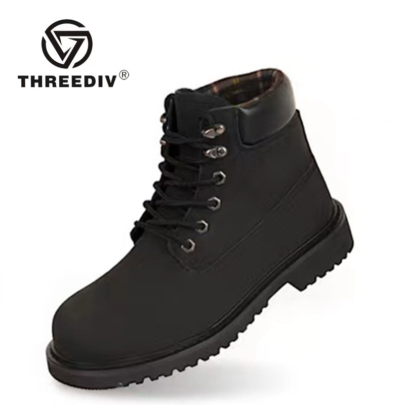 THREEDIV Labor Protection Fiber Upper Breathable Smash Proof Mens Welder Safety Work Boot